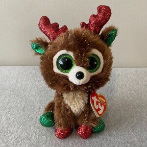 NWD Ty Beanie Boos Fudge the Christmas Holiday Reindeer 6" 2019